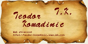 Teodor Komadinić vizit kartica